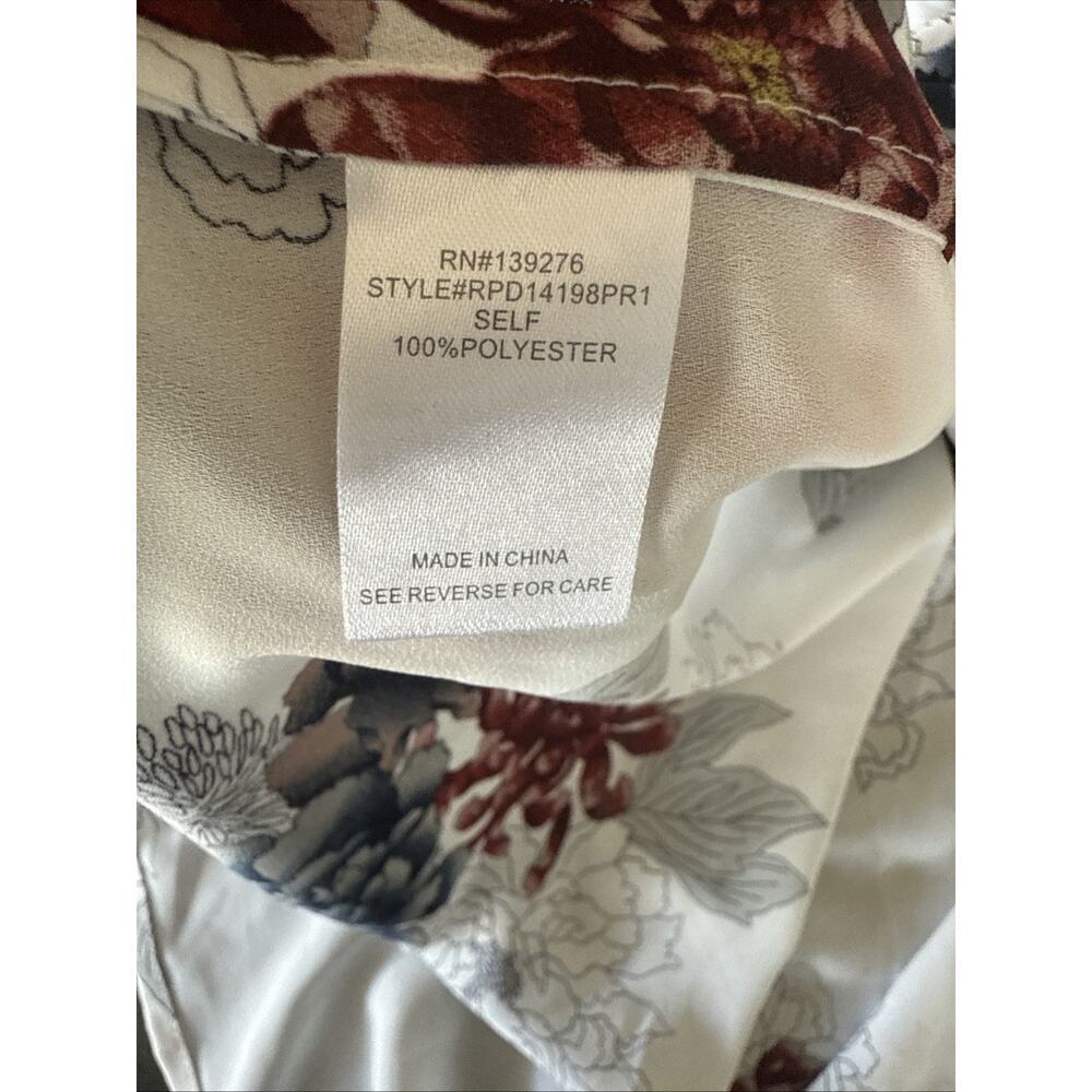 Daniel Rainn Womens Red and Blue Floral 3/4 Sleeve Relaxed Bohemian Blouse Sz L - Picture 7 of 12